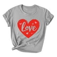 thumbnail image 2 of Valentines Tops for Women, Love Letter Print T Shirt, Women's Short Sleeve Tee Ladies Valentine's Day Printed Round Neck Short Sleeved T-Shirt Loose Casual Blouse Top, 2 of 5