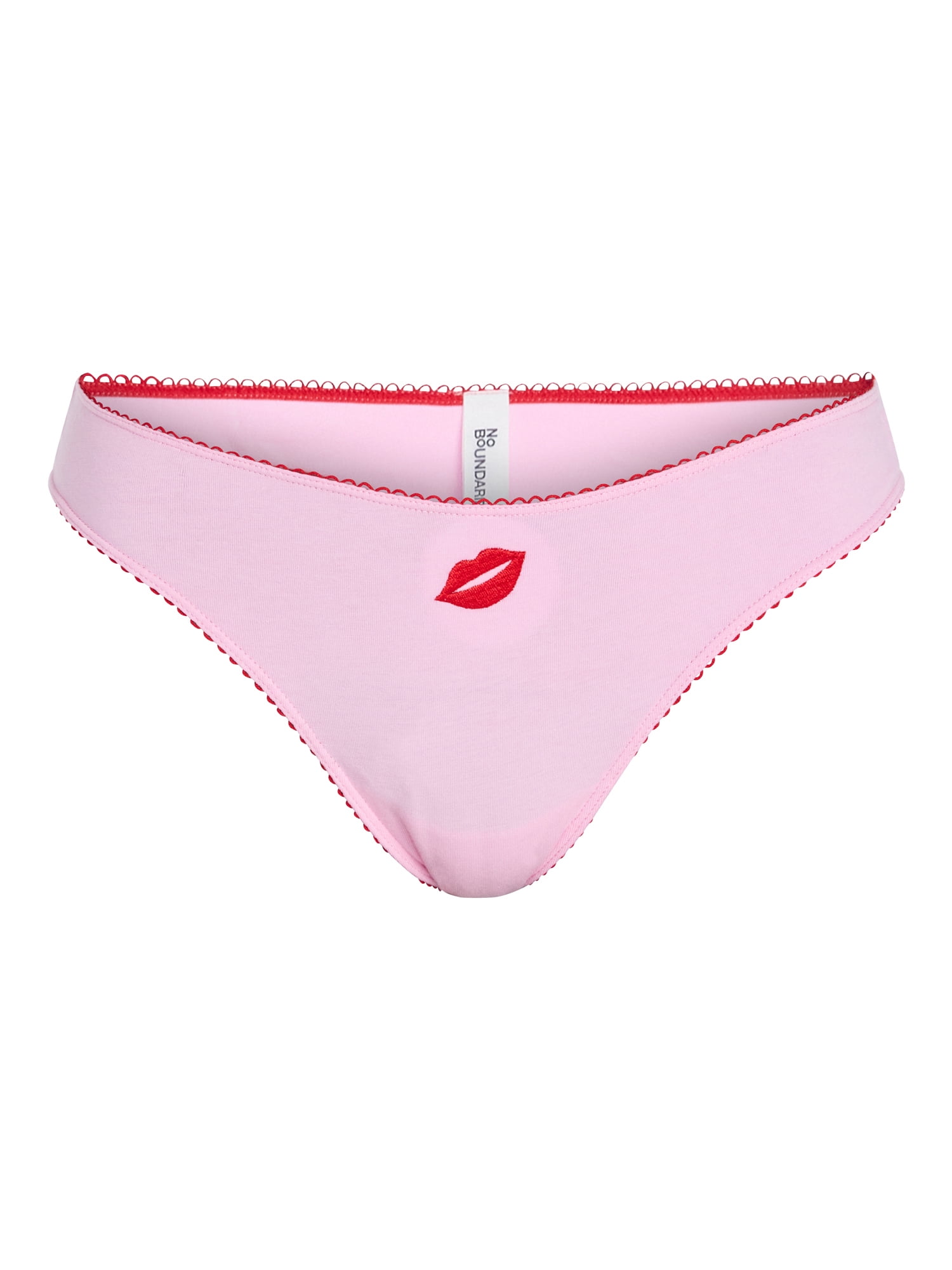 No Boundaries Cotton and Pointelle Thong Panties, 3-Pack, Women's XS-XXXL