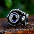thumbnail image 2 of PAMTIER Men's Stainless Steel Vintage Domineering Ghost Devil's Eye Round Cut Bloody Purple Gemstone Snake Biker Ring Statement Band Silver Size 12, 2 of 5