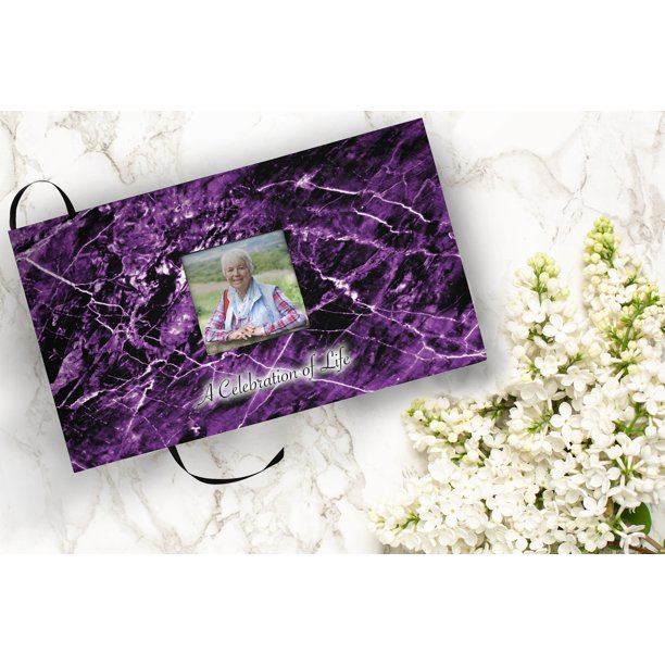 Marble Elegance Purple Matching Themed 'Celebration of Life' Guest Book