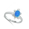 thumbnail image 4 of CHOOSE YOUR COLOR Blue Simulated Opal Tiny Minimalist Turtle Animal Ring .925 Sterling Silver CZ Female Size 8, 4 of 4