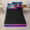 thumbnail image 4 of Manfei Pretty Sunset Zipper Twin Comforter Sets with Fitted Sheet and 2 Pillowcases,Multicolor Ocean Waves Zipper Bedding Set,Black Reversible,4pcs, 4 of 8