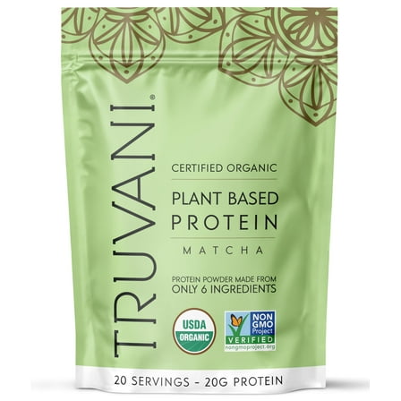 Truvani Vegan Pea Protein Powder | Matcha | 20g Organic Plant Based Protein | 20 Servings | Keto | Gluten & Dairy Free | Low Carb | No Added Sugar