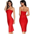 thumbnail image 5 of Women's Midi Cocktail Dresses Strapless Bandage Bodycon Dress Wedding Party Dress, 5 of 6