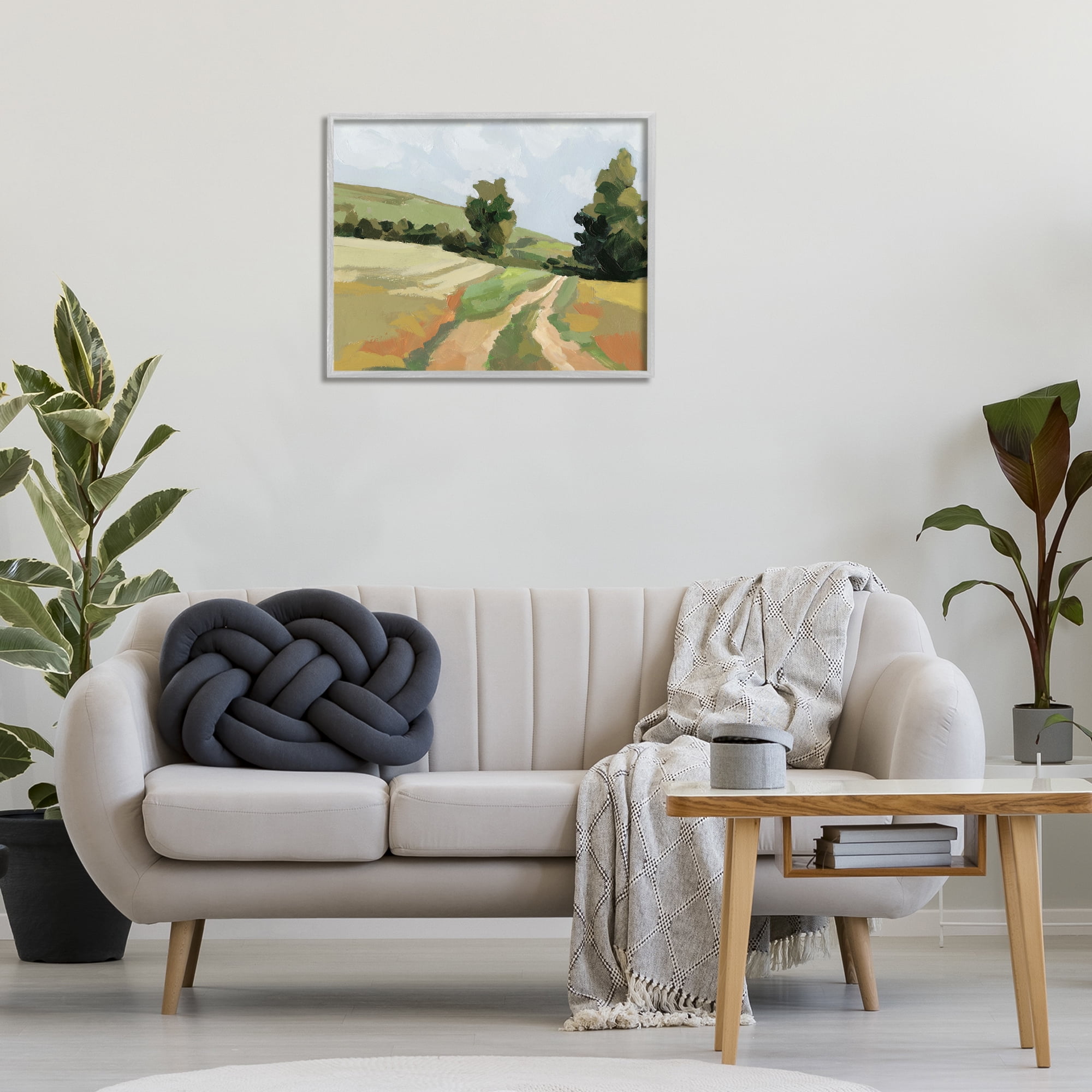 Stupell Industries Vast Country Path Landscape Painting Gray Framed Art Print Wall Art, 30 x 24