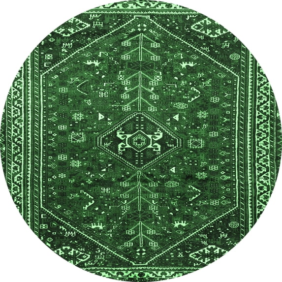 Ahgly Company Indoor Round Persian Emerald Green Traditional Area Rugs, 6' Round