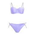 thumbnail image 4 of XIYON Womens Bikini Sets High Slit Swimsuit With Side Zipper And Tied Detail Bikini Two Piece Bathing Beachwear Classic, 4 of 5