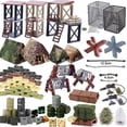 thumbnail image 2 of Bloques de construcción MOC de escena militar, accesorio de juguete, figura de soldado, alambre de púas, bolsa de arena, tienda de campaña, caja médica, cadena 30104, bloqueo de carretera K042, 2 of 8