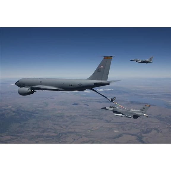 Two F-16s From The 162Nd Fighter Wing Conduct Air To Air Refueling Training with A Kc-135 Stratotanker Poster Print