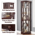 thumbnail image 4 of Lighted Glass Display Curio Cabinet with Tempered Glass Doors and Adjustable Shelves, 70" H 3-Side Wood Corner Cabinet with Bulb, Corner Curio Storage Rack for Bar and Liquor Storage, Cherry, 4 of 7