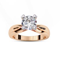 Solitaire Engagement Rings for Women | Center 7MM Round Cut Lab Created Moissanite Wedding Promise Rings for Her in 14K Solid Rose Gold, Ring Size 8.5