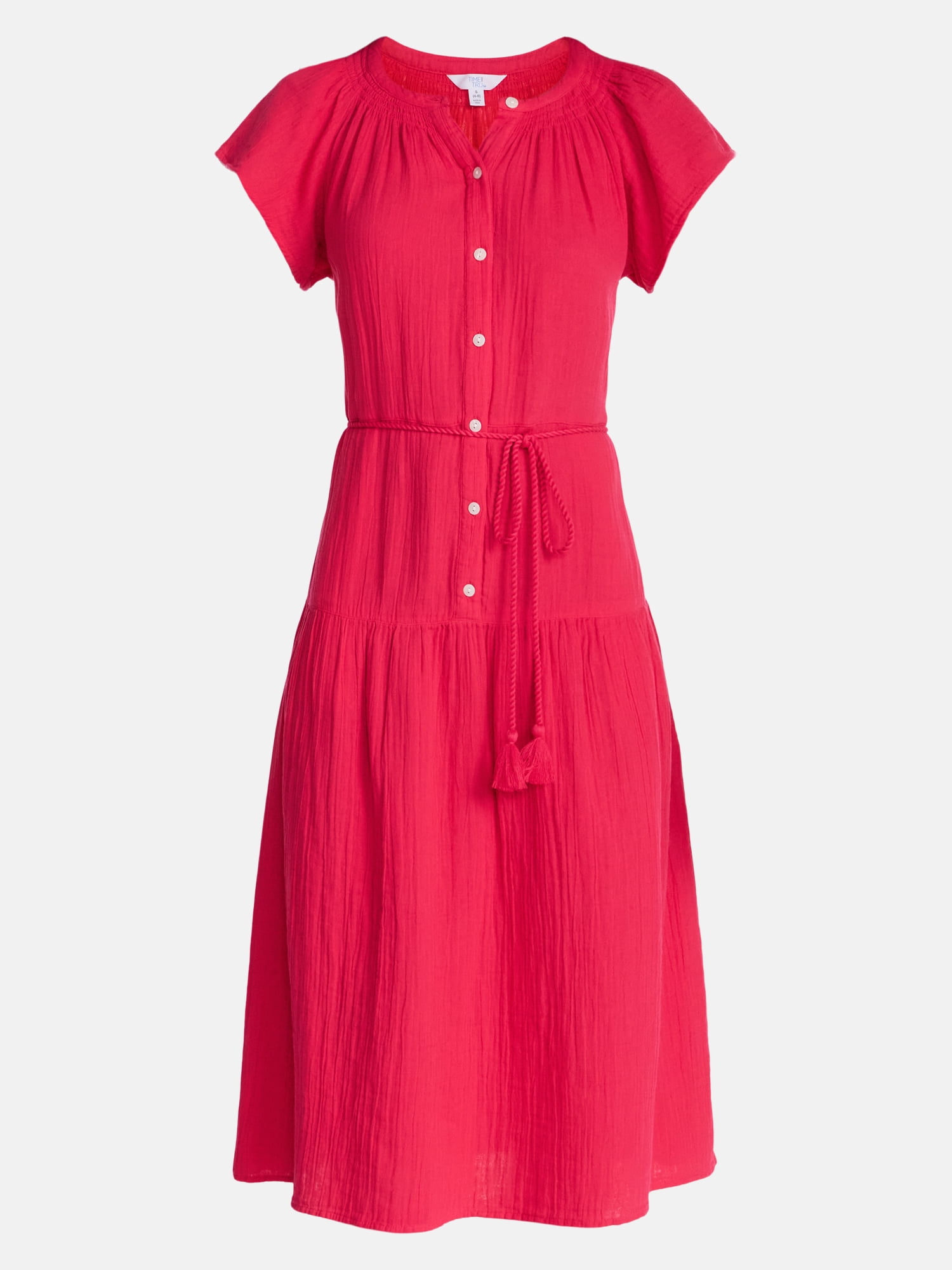 Time and Tru Women's and Women's Plus Double Cloth Midi Dress, Sizes XS-4X