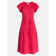 thumbnail image 5 of Time and Tru Women's and Women's Plus Double Cloth Midi Dress, Sizes XS-4X, 5 of 5