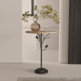 thumbnail image 2 of GZXS 15.75" Round Accent Side Table, Small Vintage Industrial End Table with Bark-Textured Top, Metal Pedestal Base w/ Tree Branch & Bird Design, for Corners and Small Spaces (Natural), 2 of 7