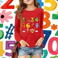 thumbnail image 2 of Glisme Girls Tops Size 3-4 Years Long Sleeve Graphic Tee Casual Printed T-Shirts Leisure Red Tee, 2 of 4