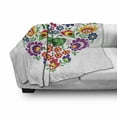 thumbnail image 3 of Polish Folk Art Soft Flannel Fleece Throw Blanket, Folkloric Slav Motif Graphic Shape as Heart with Colorful Spring Flowers, Cozy Plush for Indoor and Outdoor Use, 70" x 90", Multicolor, by Ambesonne, 3 of 6