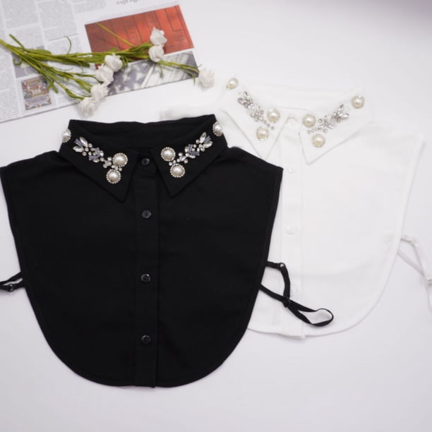 Rhinestone Pearl Detachable Collar, Adjustable Half Shirt False