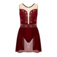 thumbnail image 3 of Doomiva Figure Skating Dress for Kids Girls Rhinestone Sleeveless Ballet Lyrical Dance Leotard Performance Dancewear Burgundy 14, 3 of 7