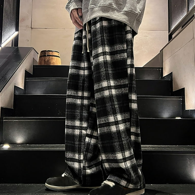 WREESH Womens Casual Wide Leg Pants Flannel Plaid Pajama WREESH Womens Casual Wide Leg Pants Flannel Plaid Pajama