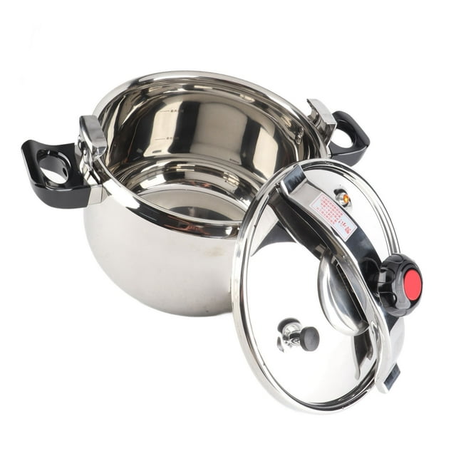 Household Stainless Steel Pressure Cooker Canner Explosion Proof Double Bottom Pressure Cooker for Gas Stoves Induction Stoves Shiny Style