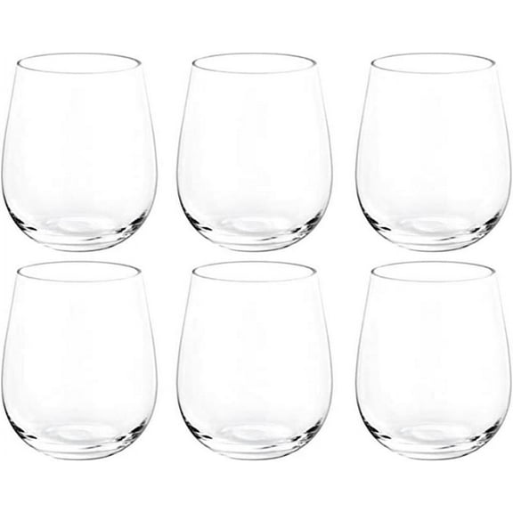 KX-Ware Classic Unbreakable 18 Ounce Acrylic Stemless Wine Glasses, Set of 6 Clear