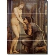 Ceramic Tile Mural-Edward Burne-Jones Nudes Shower Tile Mural 18. 12.75" w x 17" h using (12) 4.25 x 4.25 ceramic tiles