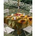 thumbnail image 3 of Square Outdoor Tablecloth with Umbrella Hole Summer Sunflowers Outside Table Cloth Waterproof Patio Table Cover Country Oil Painting Red Yellow Floral Zipper Tablecloths for Picnic Camping 54x54 Inch, 3 of 8