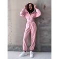thumbnail image 5 of Women 2 Piece Outfits Zip Up Crop Hoodies SweatPants Lounge Matching Sweat Set Winter Trendy Clothes Pink M, 5 of 10