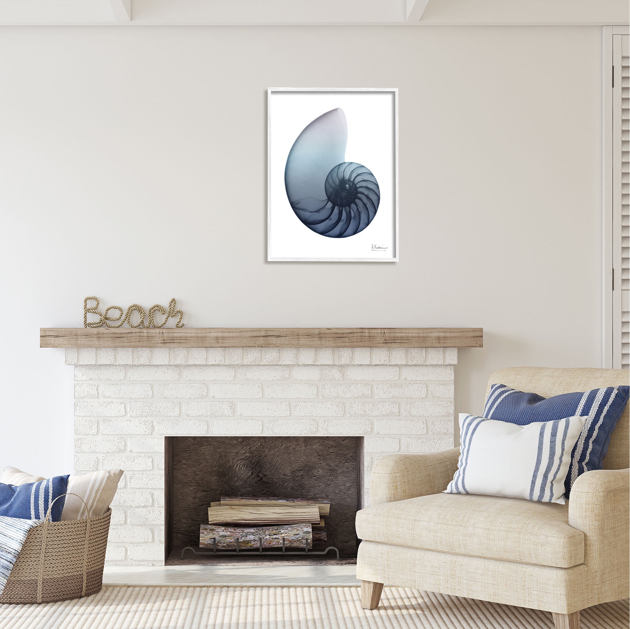 Stupell Industries Contemporary Nautilus Shell Abstract Photography White Framed Art Print Wall Art, 24 x 30