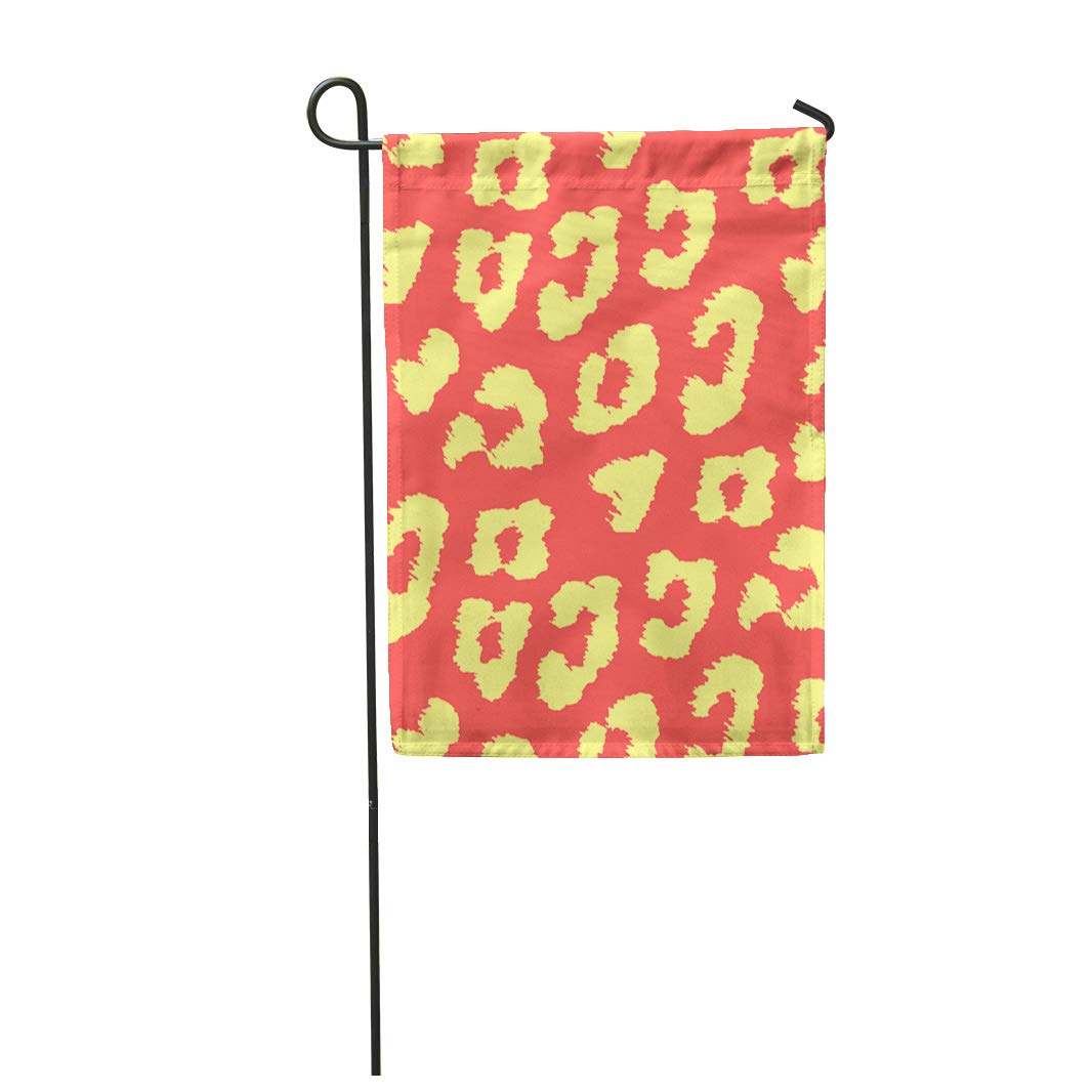 NUDECOR Brown Colorful Skin of Leopard Wild Pattern Green Garden Flag