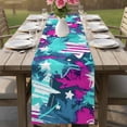 thumbnail image 4 of Blue Red USA Flag Table Runner 70 Inches, Abstract Green Oil Paint 4th of July Bed Runner Dresser Scarves Tabletop for Indoor Outdoor Parties/Ceremony/Banquet, 13" x 70", 4 of 9