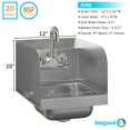 thumbnail image 3 of 12 X 16 Wall Mounted Hand Sink with Gooseneck Faucet and Side Splash, 3 of 9