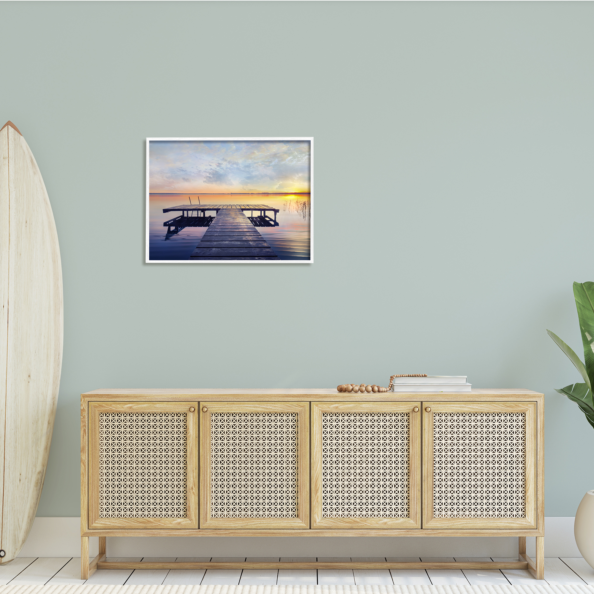 Stupell Indtries Tranquil Lake Dock Sunset Nautical Summer Sanctuary,30 x 24,Design by ​Mike Calascibetta