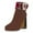 Brown, variant on YDN Women Lovely Pearl Buckle Ankle Boots Pointy Close Toe Side Zip Booties Platform Chunky High Heels Prom Daily Shoes Size 7 Brown