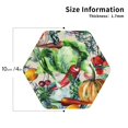 thumbnail image 3 of Pofeuu Vegan1 Print Leather Coasters Set of 6, Round Cups Mugs Mat Pad for Home Kitchen Heat Resistant Drink Coasters,Hexagon, 3 of 7