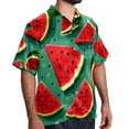 thumbnail image 2 of Watermelon Men's Short Sleeve Hawaiian Shirt Button Down Poplin Beach Casual Printed Unisex Summer Tops, 2 of 6