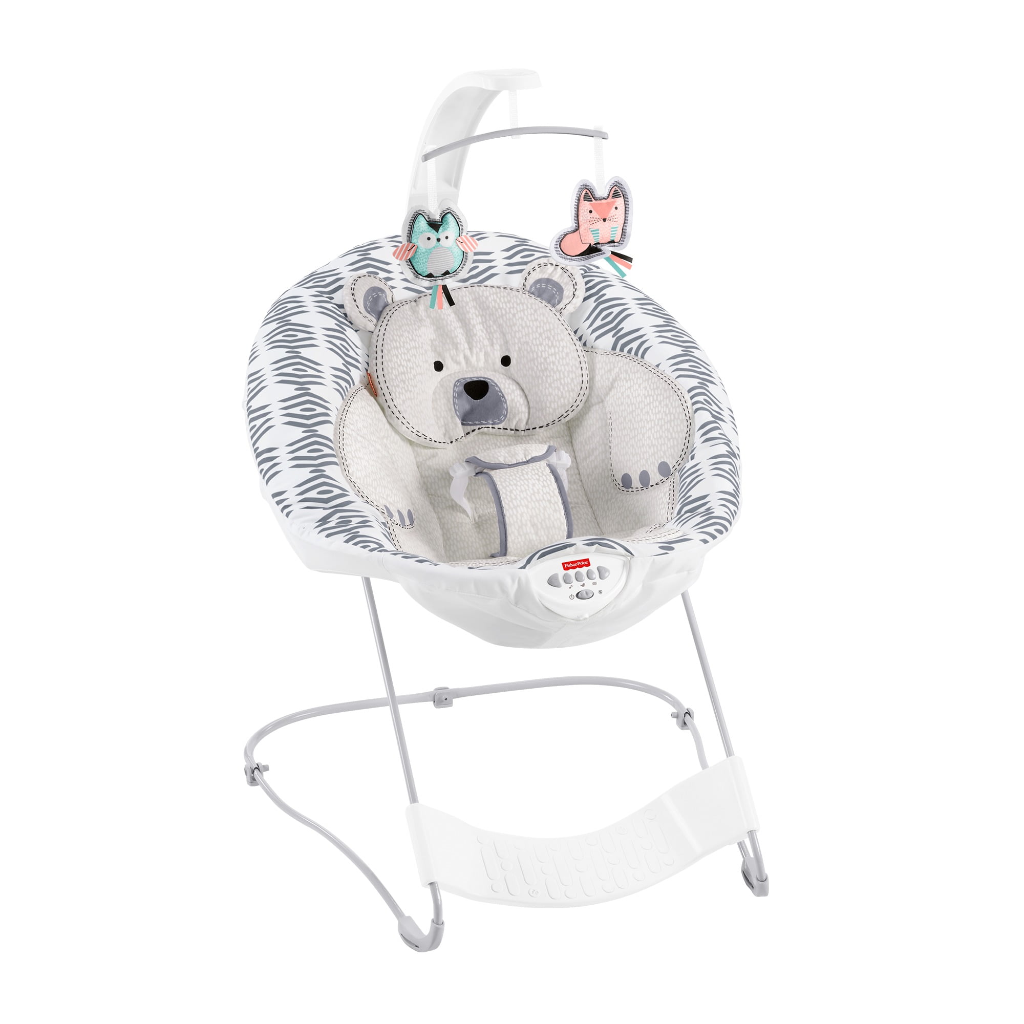 Fisher-Price Snugabear See & Soothe Deluxe Bouncer Infant Seat, Hands-Free