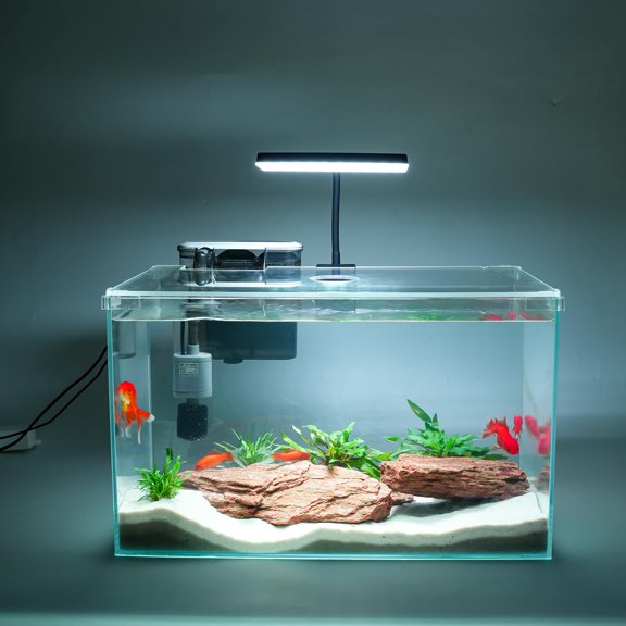 Acuario Vimvins, pecera pequeña de vidrio de 10 galones con filtro