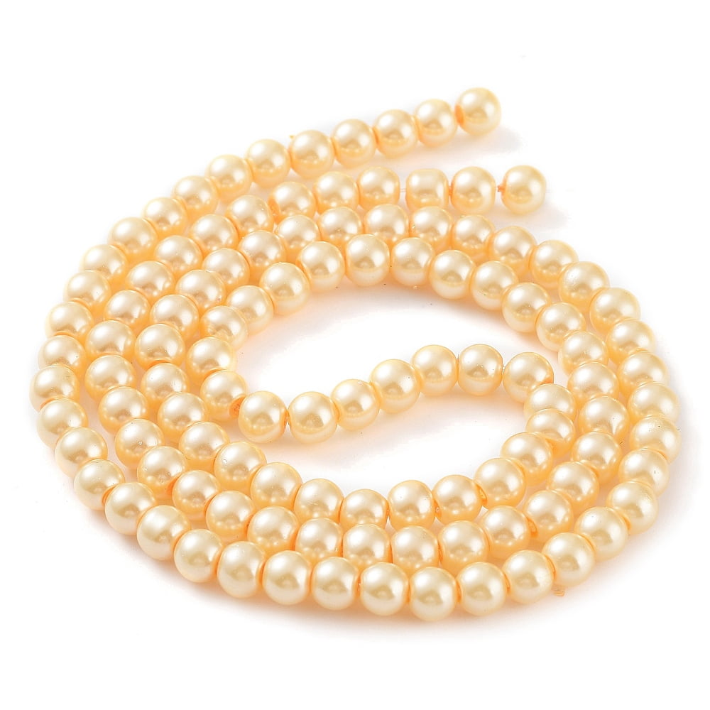 20strands Baking Painted Pearlized Glass Pearl Round Bead Strands Moccasin 6~7mm Hole: 1mm about 135~140pcs/strand 31.4 inch