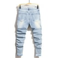 thumbnail image 4 of Luwomo Mens Casual Jeans Ripped Stacked Long High Waist Straight Leg Slim Fit Trousers Fashion Streetwear Relaxed Fit Denim Pants Light Blue,M, 4 of 5