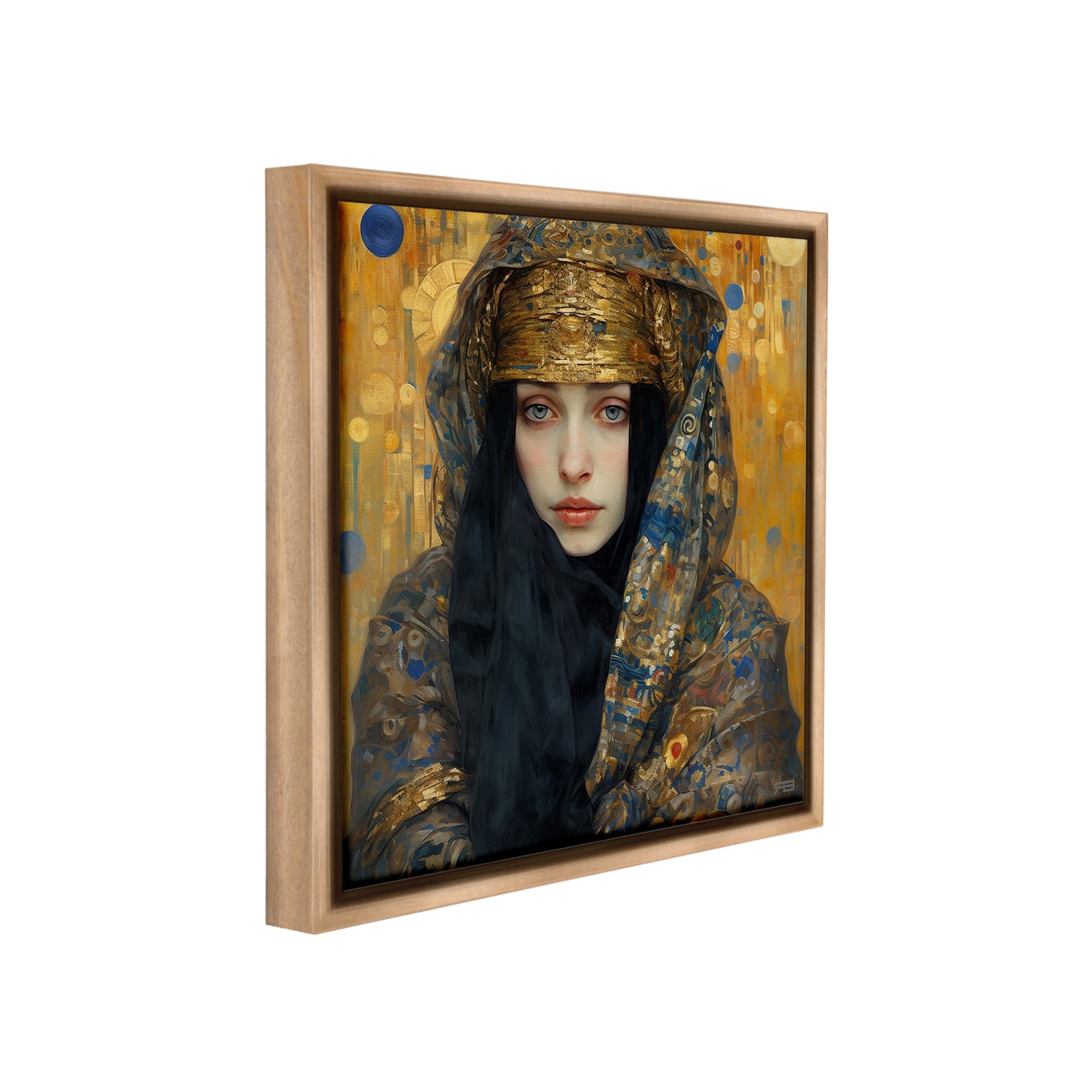 Stupell Industries Woman with Ornate Veil Abstract Painting Brown Floater Framed Canvas Art Print Wall Art, 18 x 18