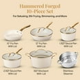 thumbnail image 2 of Gotham Steel 10 Pc Hammered Pots and Pans Set Non Stick, Easy Clean Kitchen Ceramic Cookware Set Nonstick, Long Lasting Pot and Pan Set with Skillet, Oven Safe, No Forever Chemicals, Cream/Gold, 2 of 7