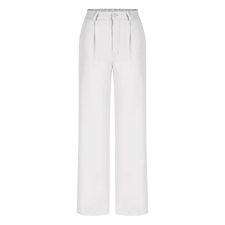 Blmnix White Pants for Women Work Casual Wide-Leg Suit Palazzo