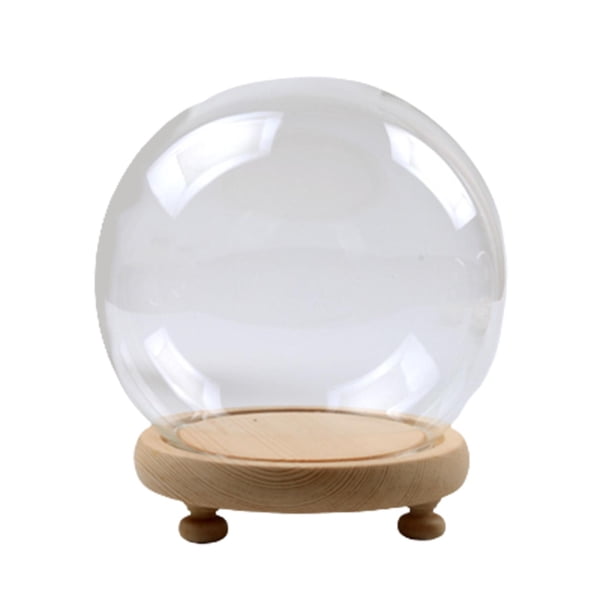 Cúpula de exhibición con base de madera, soporte para tarro, decoración del hogar, suministros para fiestas, aniversarios 10cm