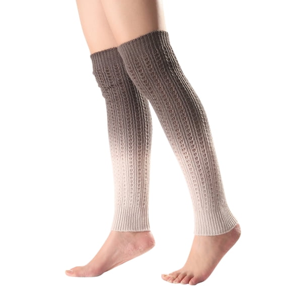 CUZIBR Cozy Socks For Women Leg Warmers Knitted Gradient Boot Socks Over The Knee Socks Leggings Thigh High Colorful Athletic Leisure Thick Lined Stocking Comfy Dailywear,Grey,One Size