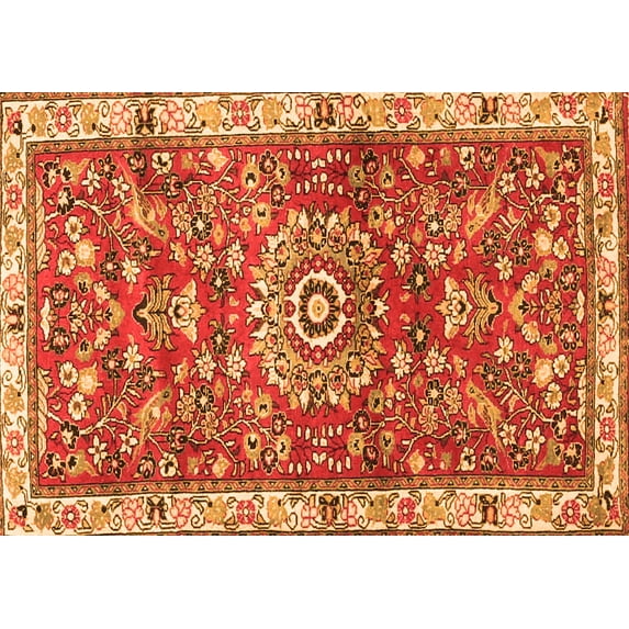 Ahgly Company Indoor Rectangle Medallion Orange Traditional Area Rugs, 8' x 10'