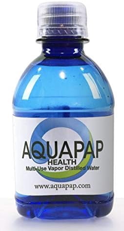 Aquapap 8 ounce 24 pack Vapor Distilled CPAP Water | 1-2 nights per bottle | For use with Resmed and Respironics Machines