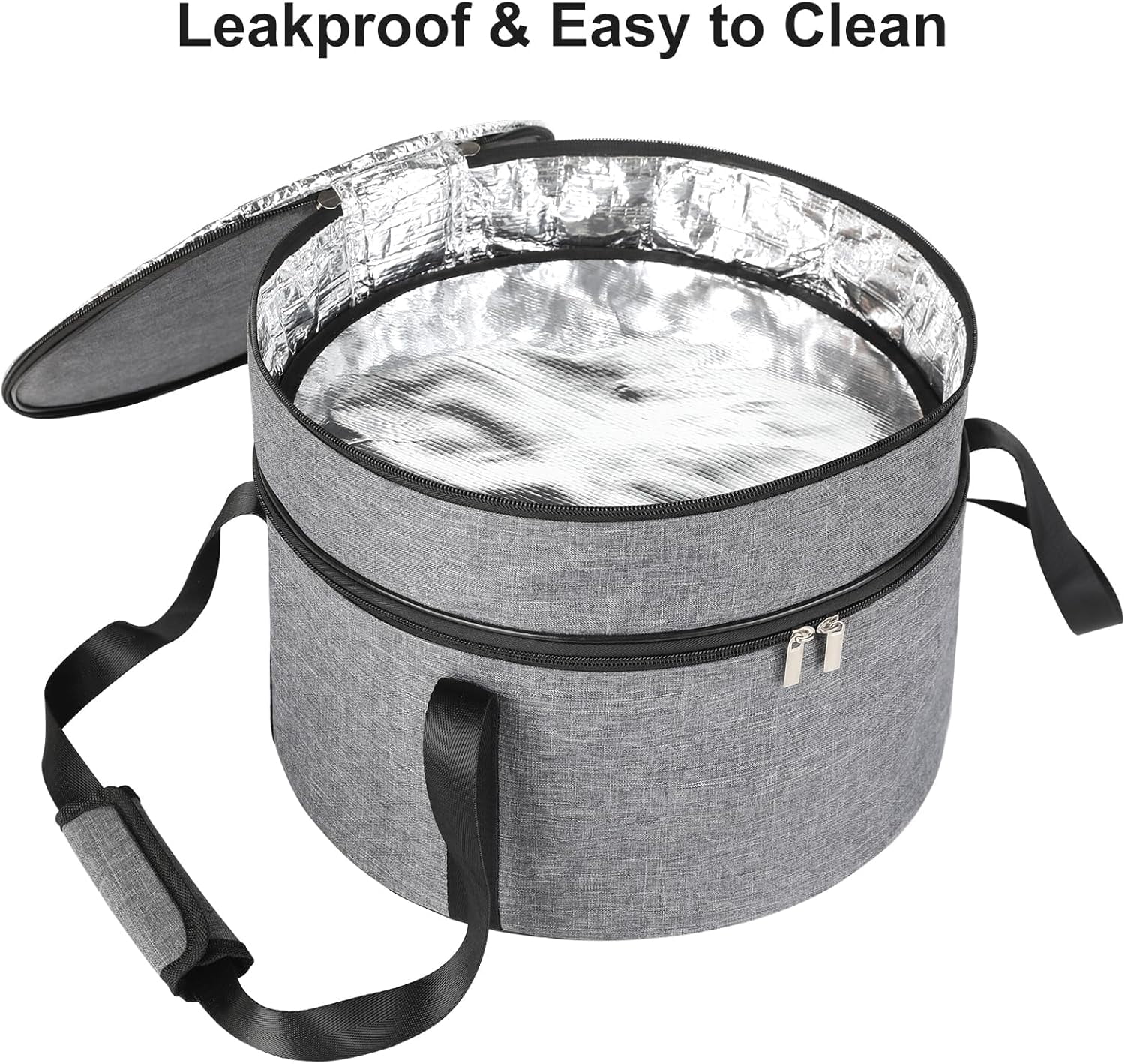 Ming Chen Insulated Casserole Carrier, Round Pie Carrier with Metal Support, Dish Carrier for Hot or Cold Food, Transport Pie Holders Pie Carrying Case, 2 Tiers