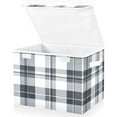 thumbnail image 2 of Black and White Grid Large Storage Bins with Linen Collapsible Lid Storage Box 16.7 x 12.6 x 11.8in, 2 of 7