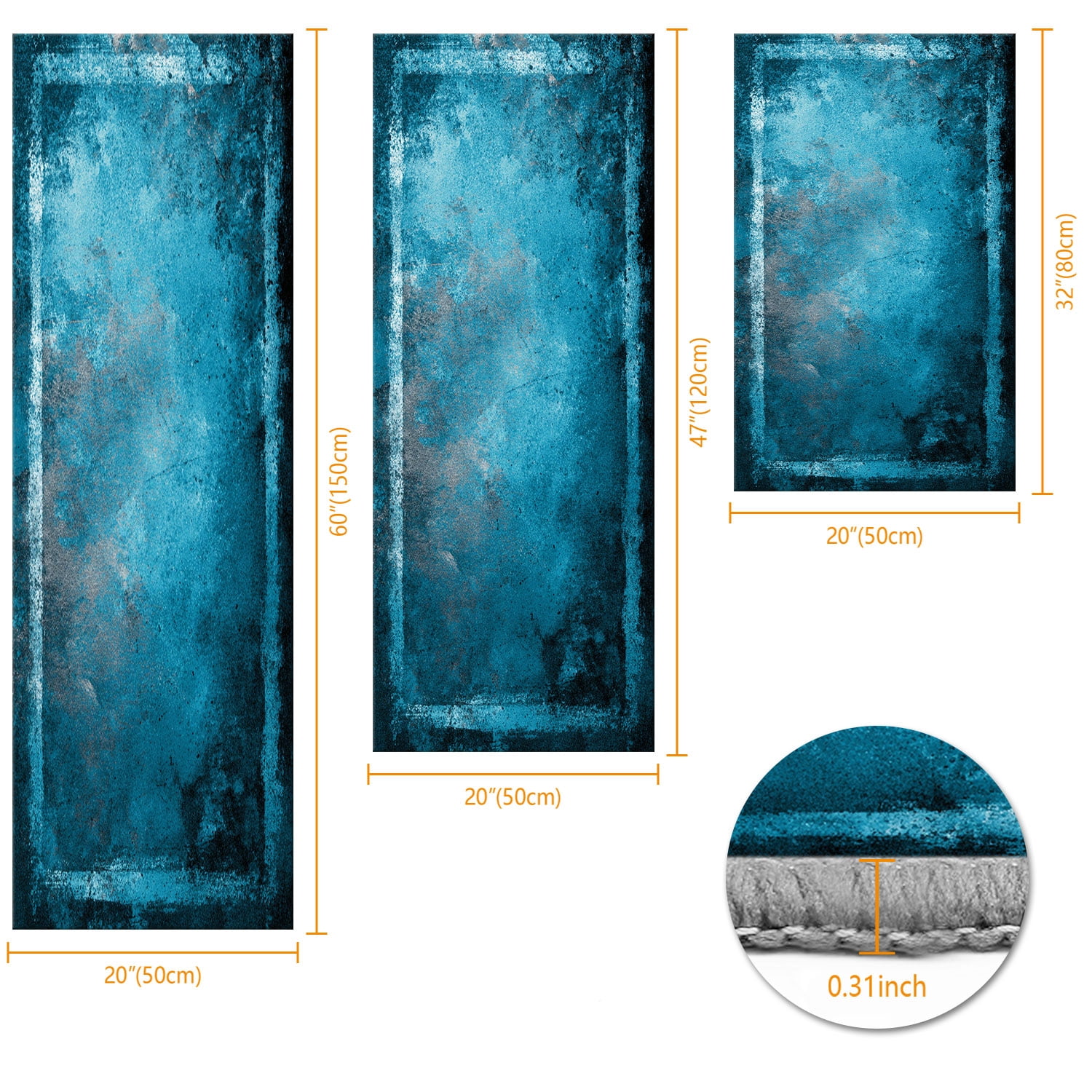 Three-Piece Kitchen Rug Set, Abstract Pattern Kitchen Hallway Rug, Soft And Comfortable, Suitable for Sinks, Floors, Entrances, Hallways, Bathrooms